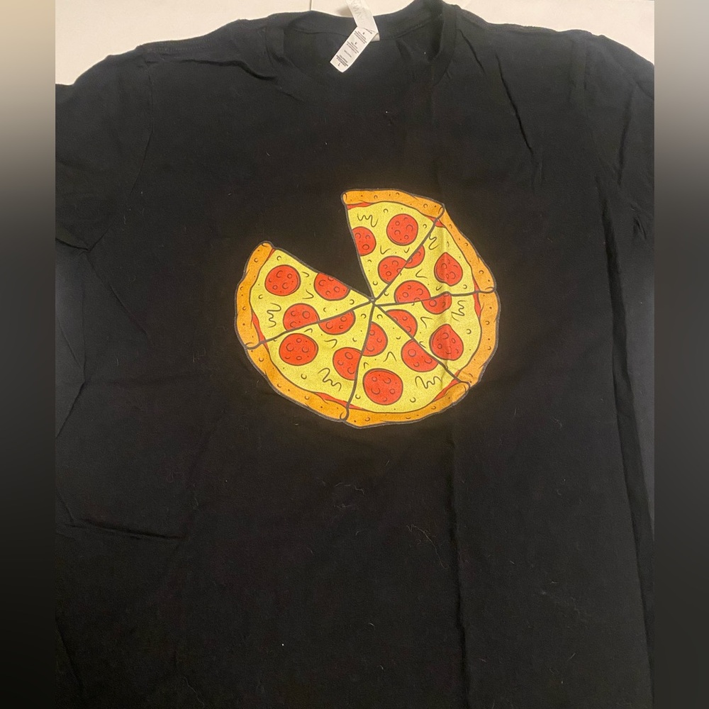 Black Graphic Tee Pepperoni Pizza Mens Large